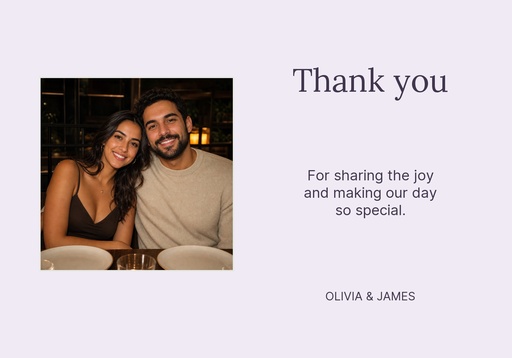 Thank-you card size of Wisteria House Wedding