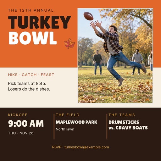 Square post size of The Turkey Bowl