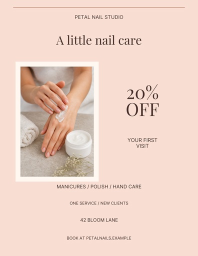 Letter flyer size of Petal Nail Studio