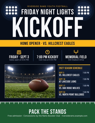 Letter flyer size of Friday Night Lights Kickoff