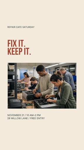 Story opener size of Repair Cafe Saturday