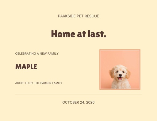 Keepsake certificate size of Good Dogs Welcome