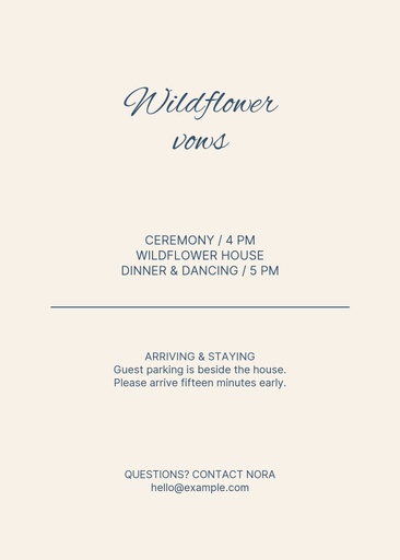 Details card size of Wildflower Vows