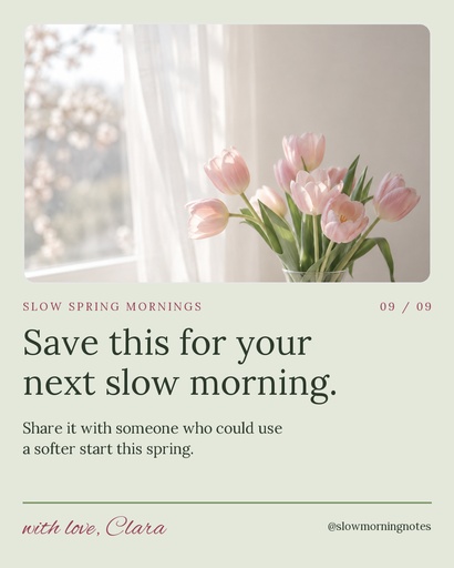 Carousel call to action size of Slow Spring Mornings