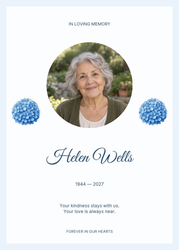 Remembrance card size of Always Remembered