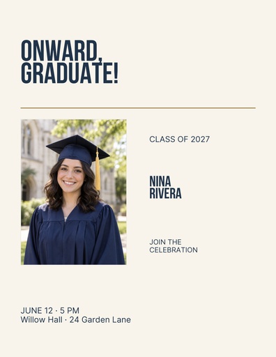 Letter flyer size of Onward Graduate