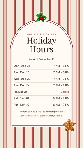 Story detail size of Our Holiday Hours