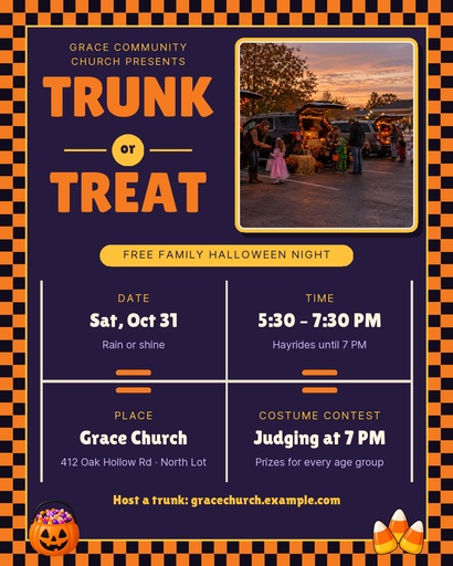 Portrait post size of Trunk or Treat Night