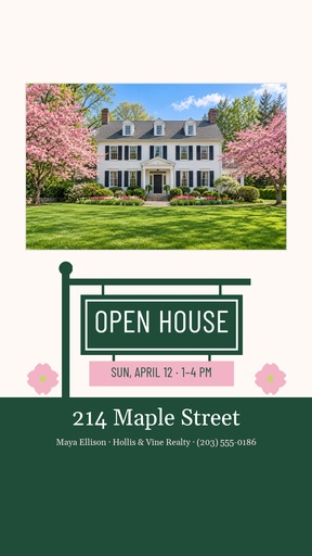 Story opener size of Spring Open House on Maple Street
