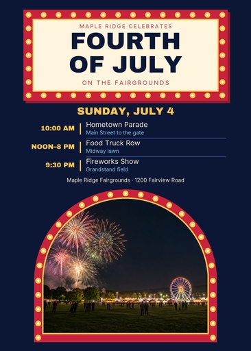 5 × 7 invitation size of Fourth on the Fairgrounds