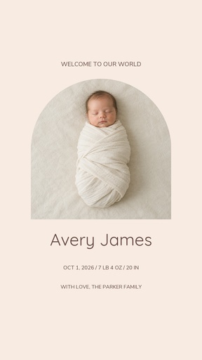 Story opener size of Welcome, Little Avery