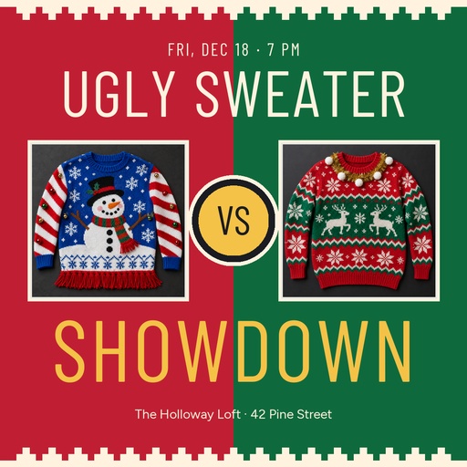 Square post size of Ugly Sweater Showdown