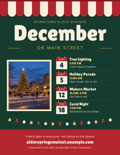 Letter flyer size of December on Main Street