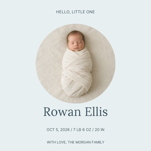 Square post size of Hello, Baby Rowan