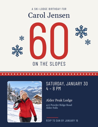 Letter flyer size of Sixty on the Slopes