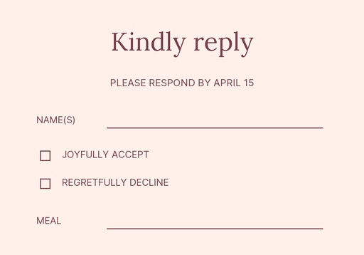 RSVP card size of A Promise in Bloom