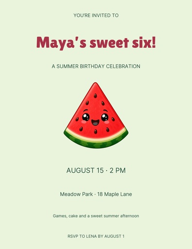 Letter flyer size of Sweet Slice Birthday