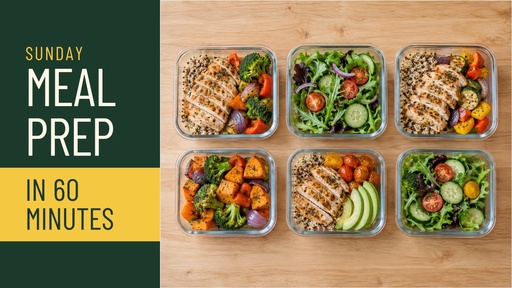 YouTube thumbnail size of Sunday Meal Prep in 60 Minutes