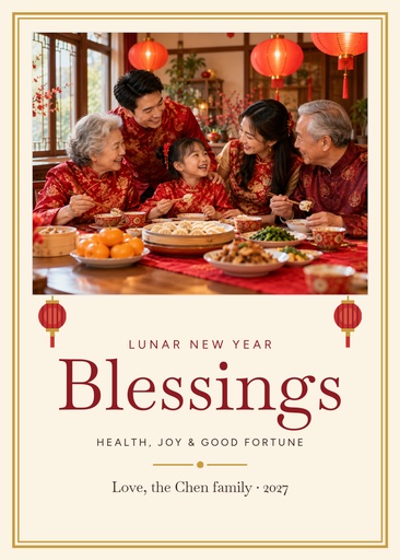 Portrait greeting size of Lunar New Year Blessings