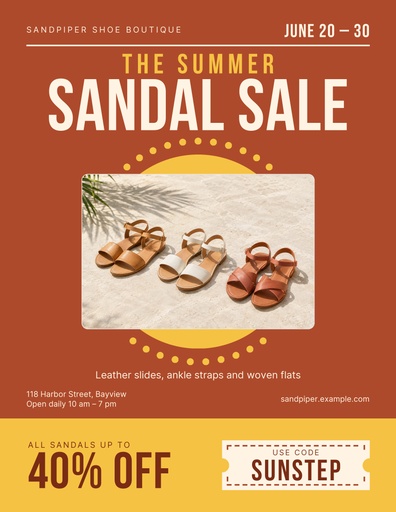 Letter flyer size of The Summer Sandal Sale