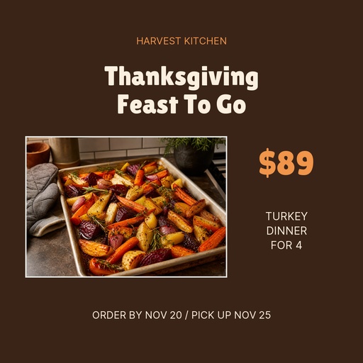 Square post size of Thanksgiving Feast To Go