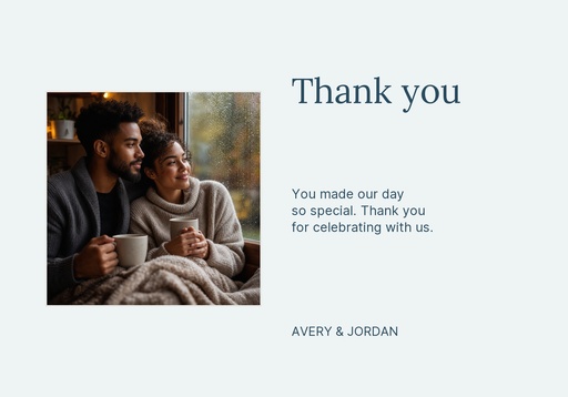 Thank-you card size of A Promise by the Lake