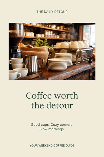 Pinterest pin size of The Coffee Detour