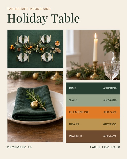 Portrait collage size of Holiday Table Moodboard