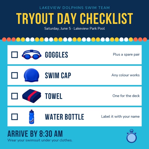 Score post size of Summer Swim Team Tryouts