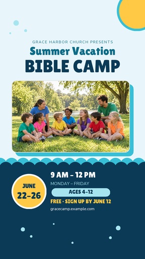 Story opener size of Summer Vacation Bible Camp