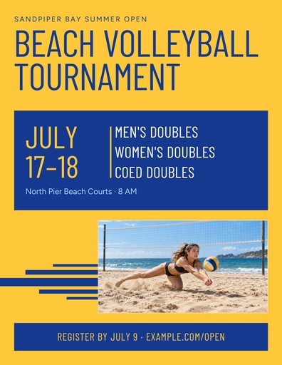 Letter flyer size of Summer Beach Volleyball Tournament