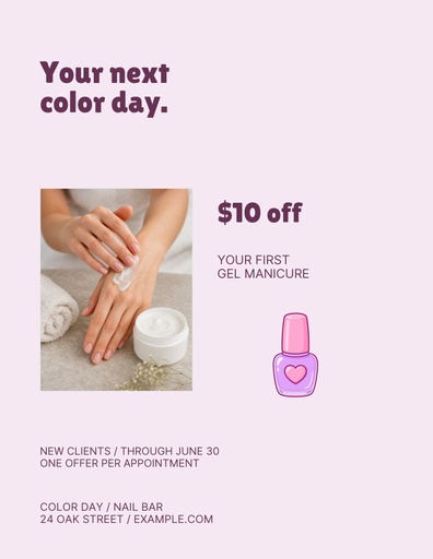 Letter flyer size of Color Day Nail Bar