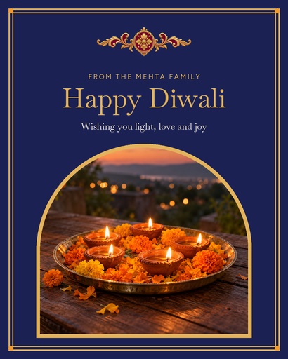 Portrait post size of Happy Diwali from Our Family