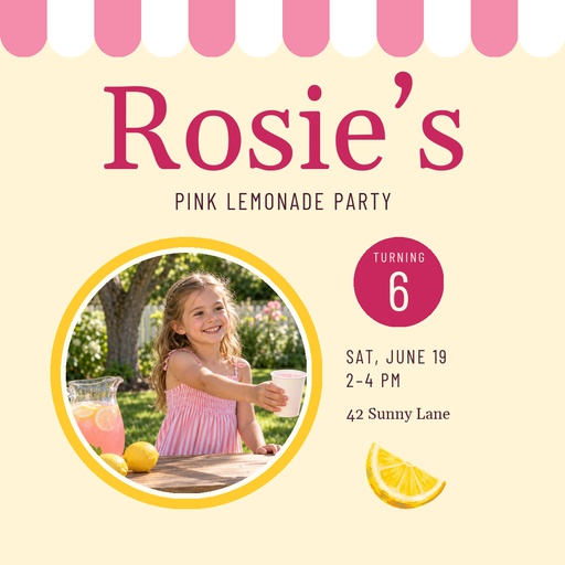 Square post size of Pink Lemonade Party at Six