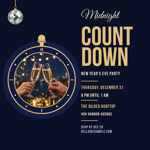 Square post size of Midnight Countdown Party