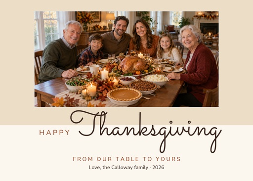 Landscape greeting size of Thanksgiving at Our Table