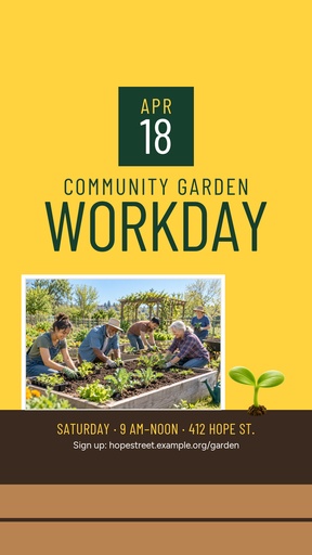 Story opener size of Community Garden Workday