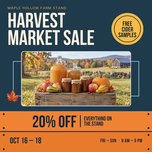 Square post size of The Harvest Market Sale