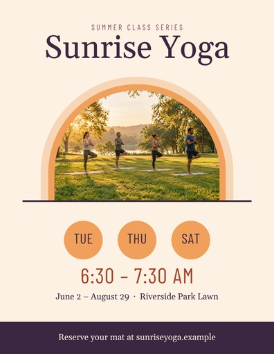 Letter flyer size of Sunrise Yoga in the Park