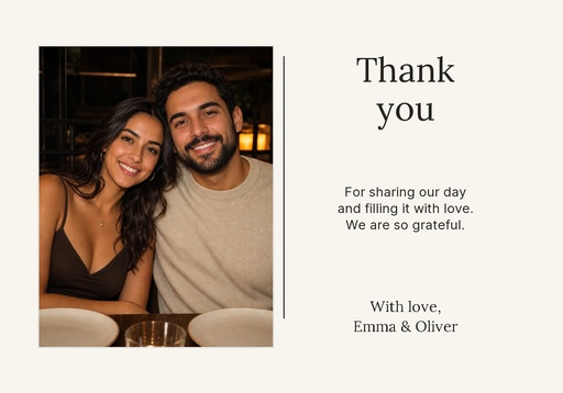 Thank-you card size of Ivory Vows