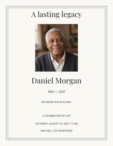 Letter flyer size of A Lasting Legacy