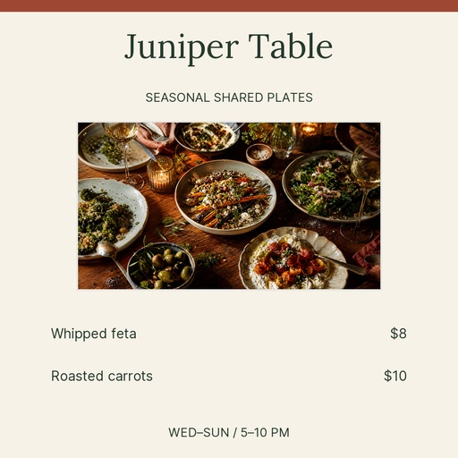 Square post size of Juniper Table