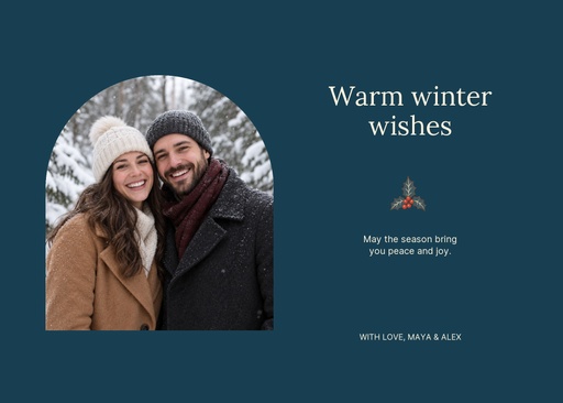 Landscape holiday card size of Blue Winter Wishes