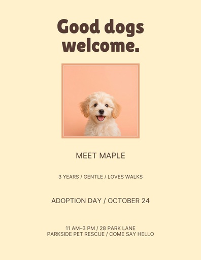 Letter flyer size of Good Dogs Welcome