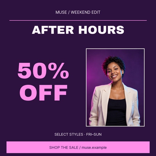 Square post size of After Hours Sale
