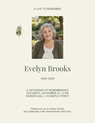 Letter flyer size of A Garden of Memories