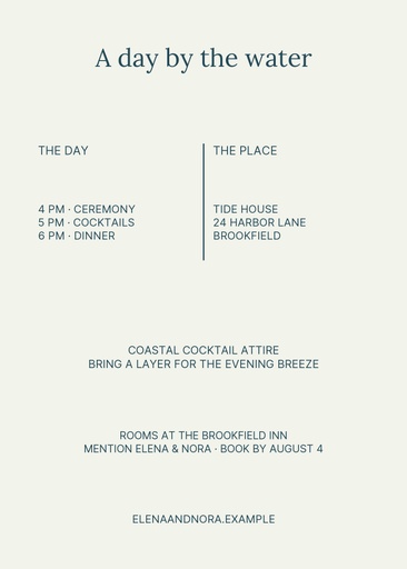 Details card size of Coastline Vows