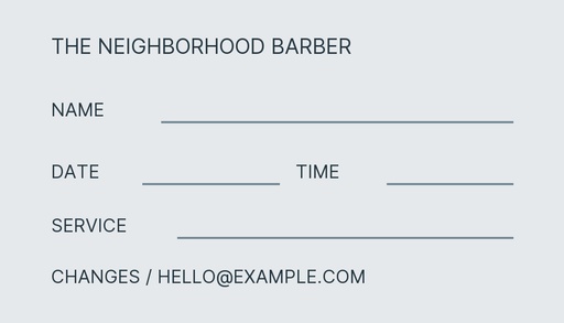 Appointment card size of The Neighborhood Barber