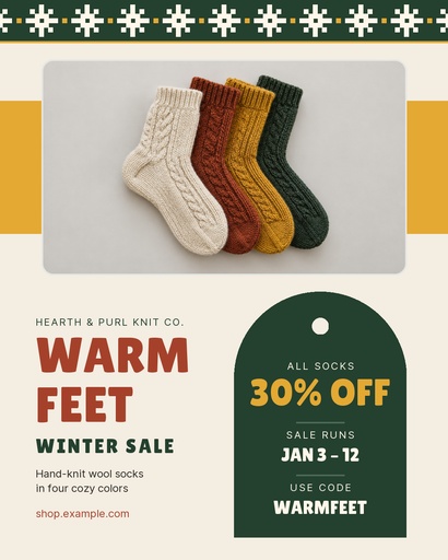 Portrait post size of Warm Feet Winter Sale