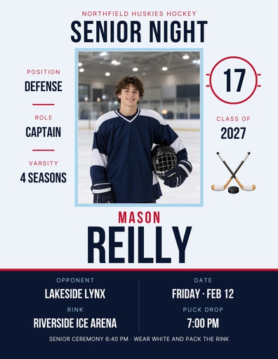 Letter flyer size of Senior Night on Ice